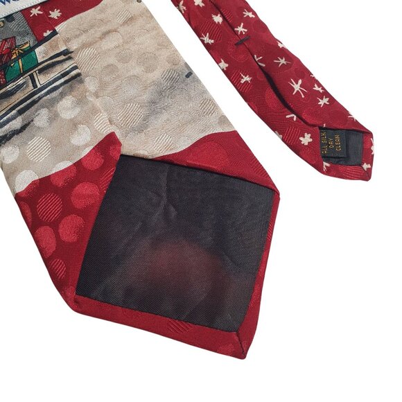 Vintage Woodward Christmas Necktie Santa Sleigh Reindeer Print Chicago Holiday - Picture 5 of 5